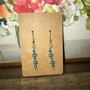 Chic Silver and Blue Floral Drop Earrings